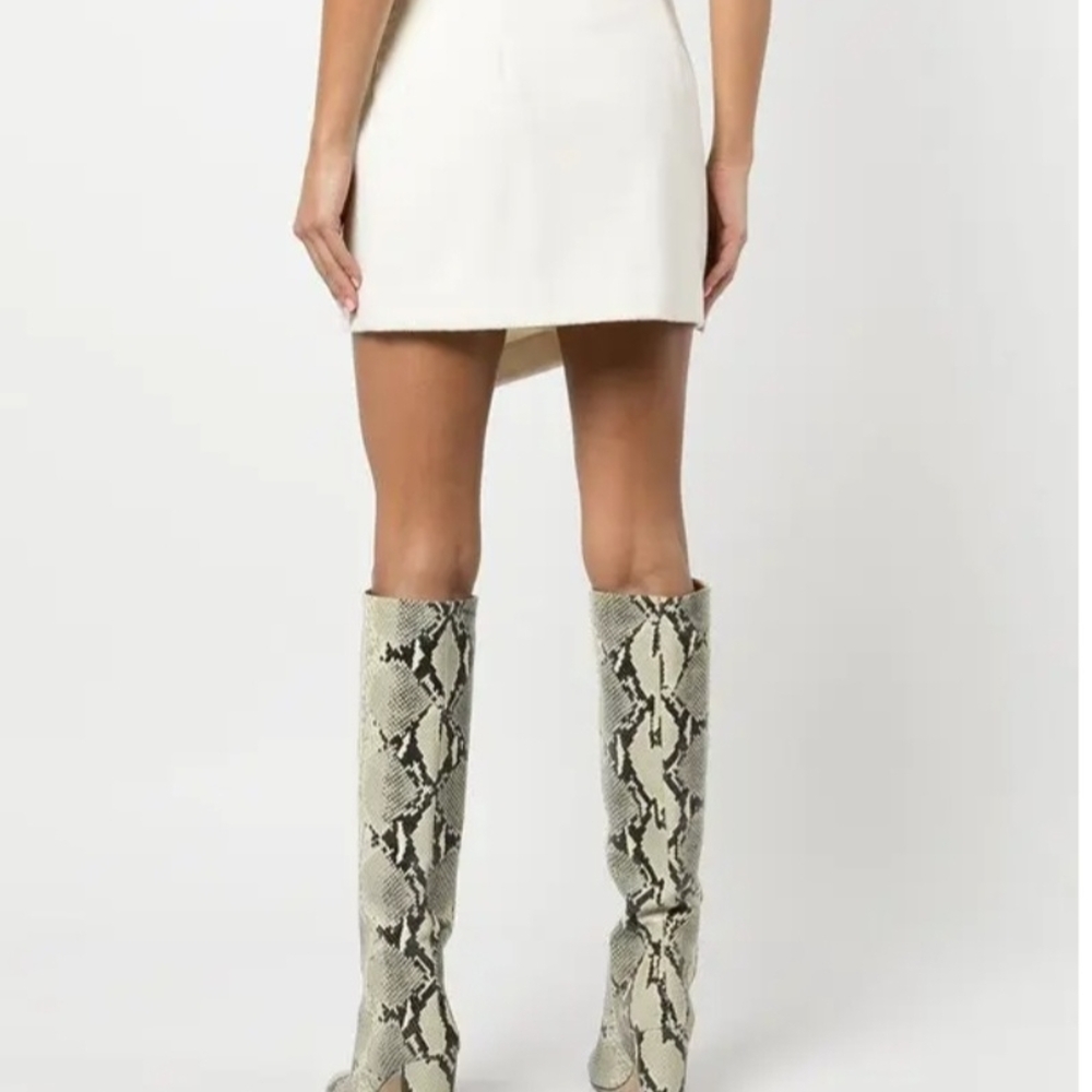 Milly Asymmetrical Ivory Wool-Cotton Skirt with Fringe Sze. 10 - Picture 3 of 5